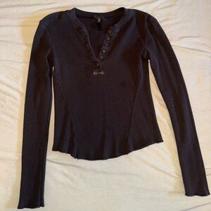 SKIMS Brown waffle knit long sleeve